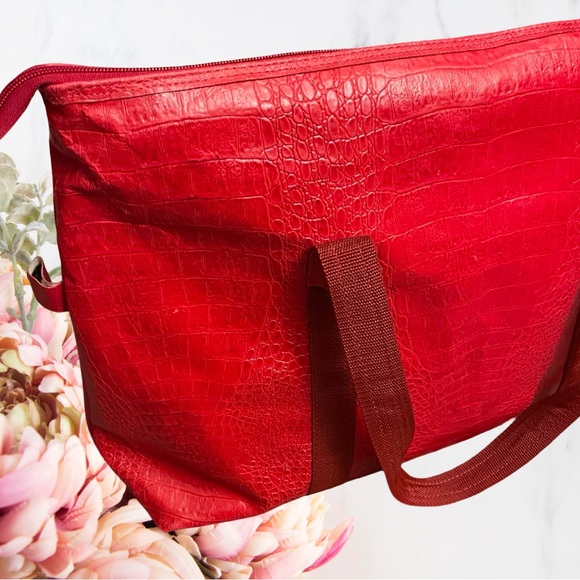 Pierre Cardin Red Croc Embossed Tote Bag - Picture 5 of 13